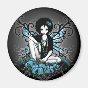 Íman "China" Retro Teal Lillies Fairy Art Magnet