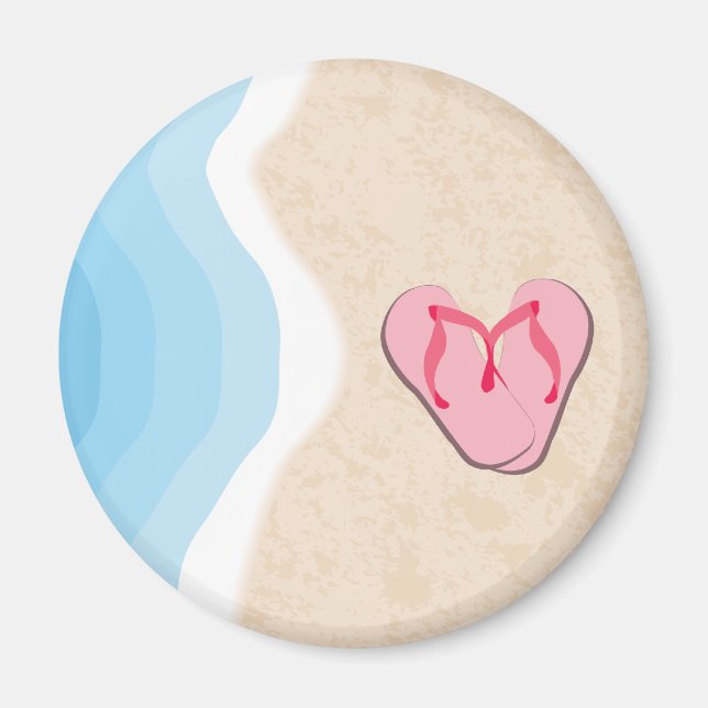 Íman Chinelos cor-de-rosa no Beach Magnet (Frente)