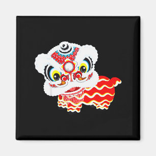 Íman Chinês Fofo Leão Dançante Tradicional Arte Feliz A