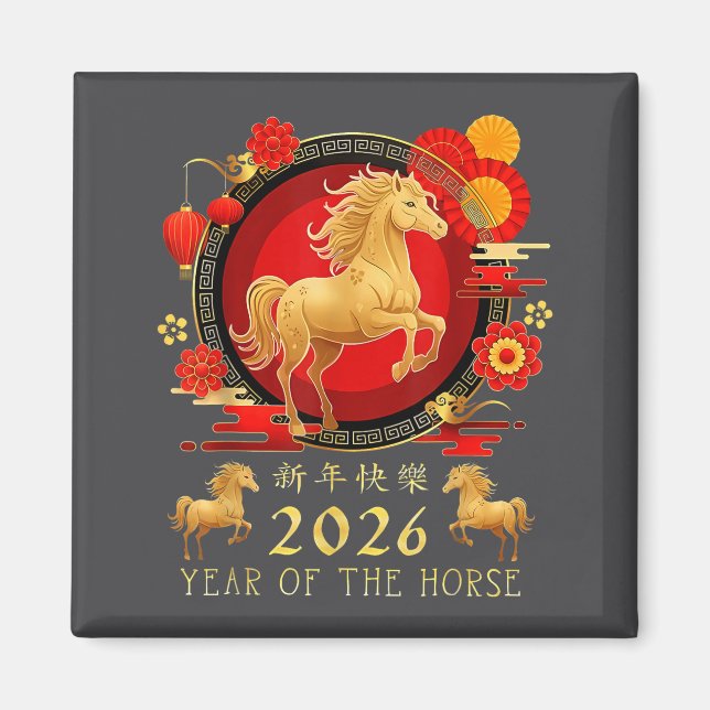 Íman Chinese New Year 2026 Horse Happy Chinese New Year (Frente)