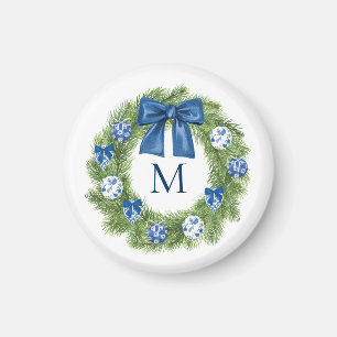 Íman Chinoiserie Christmas Wreath Monograma