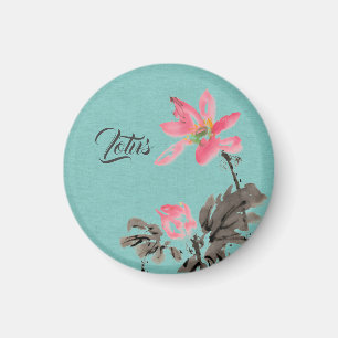 Íman Chinoiserie Cintas Aquáticas Floral Lotus Green