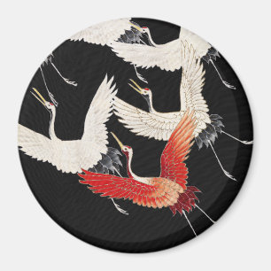 Íman Chinoiserie Grou Voador Zen Kimono Minimalista Art