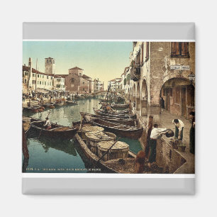 Íman Chioggia, mercado de peixes, foto do vintage de