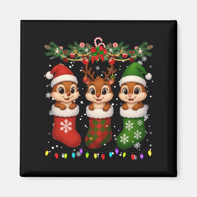 Íman Chipmunk In Christmas Socks Lights Chipmunk Xmas L (Frente)
