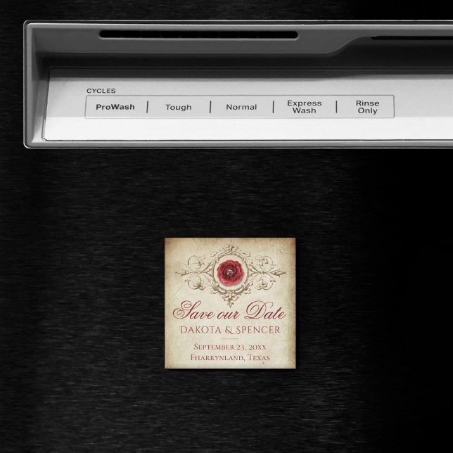 Íman Chique | Deep Red Grunge Rosa Salve a data (Criador carregado)