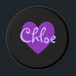 Íman Chloe em Roxo<br><div class="desc">Bonito nome de coração roxo design para Chloe. Um presente bonito para as meninas.</div>