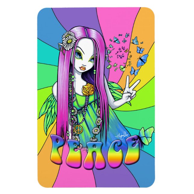 Íman Chloe Peace Rainbow Hippie Fairy Magnet (Vertical)