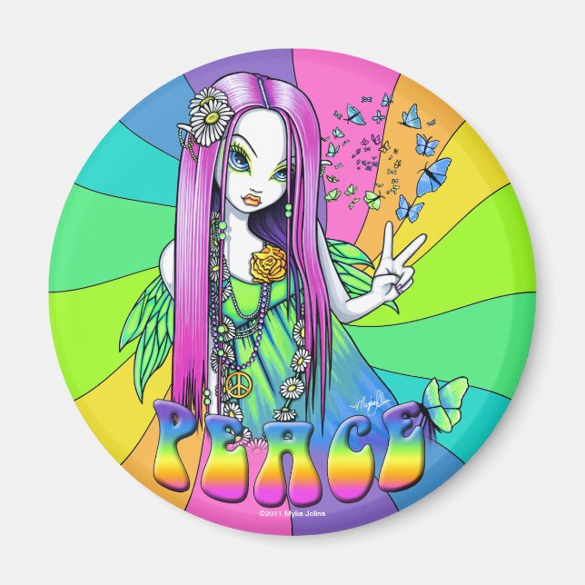 Íman "Chloe" Rainbow Peace Hippie Fairy Magnet (Frente)