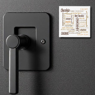 Íman Chocolate, amêndoas e design de texto escuro do