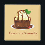 Íman Chocolate Brownie With Vanilla Ice Cream<br><div class="desc">Chocolate brownie with ice cream design on magnets</div>