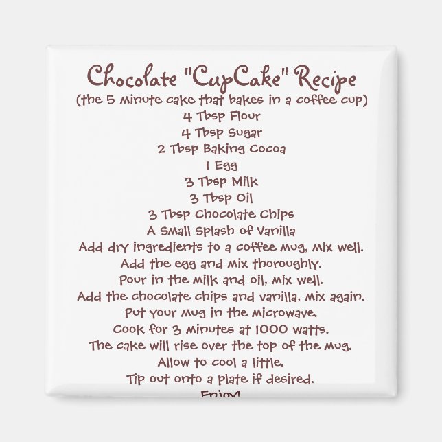 Íman Chocolate "Cup Cake" em uma receita de caneca - Ma (Frente)