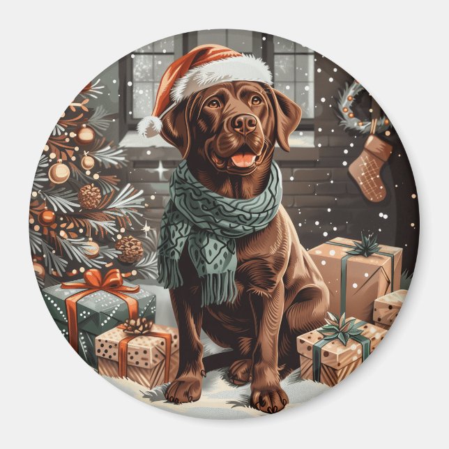 Íman Chocolate de Natal Labrador Cão de Retriever (Frente)