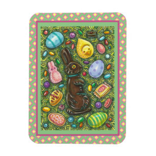 ÍMAN  CHOCOLATE EASTER BUNNY, CHICK, EGGS, JELLY BEANS