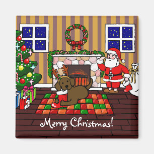 Íman Chocolate Labrador e desenhos animados do Natal do