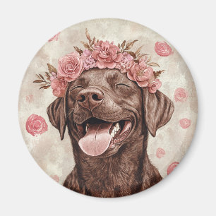 Íman Chocolate Labrador Retriever Cachorro Rosa