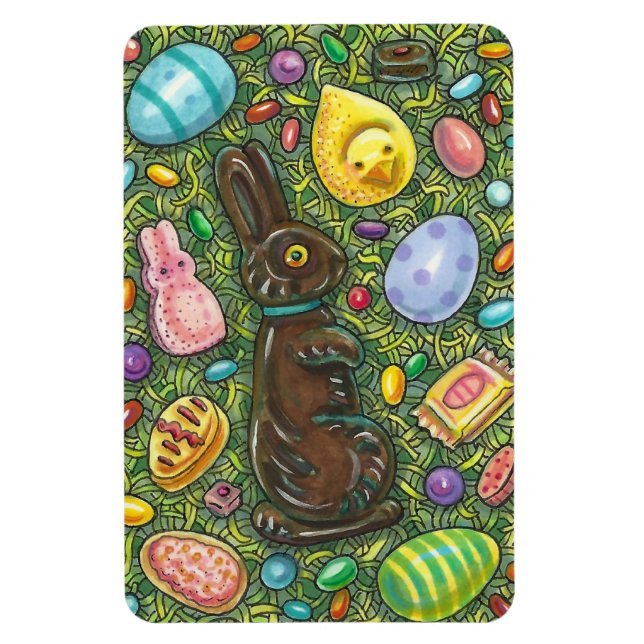 ÍMAN  CHOCOLATE LESTE BUNNY, PINTINHO, OVOS, JELLY BEANS (Vertical)