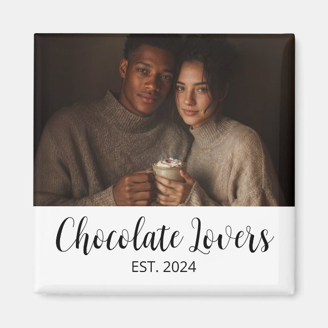 Íman Chocolate Lovers Couple Established Photo Gift (Frente)