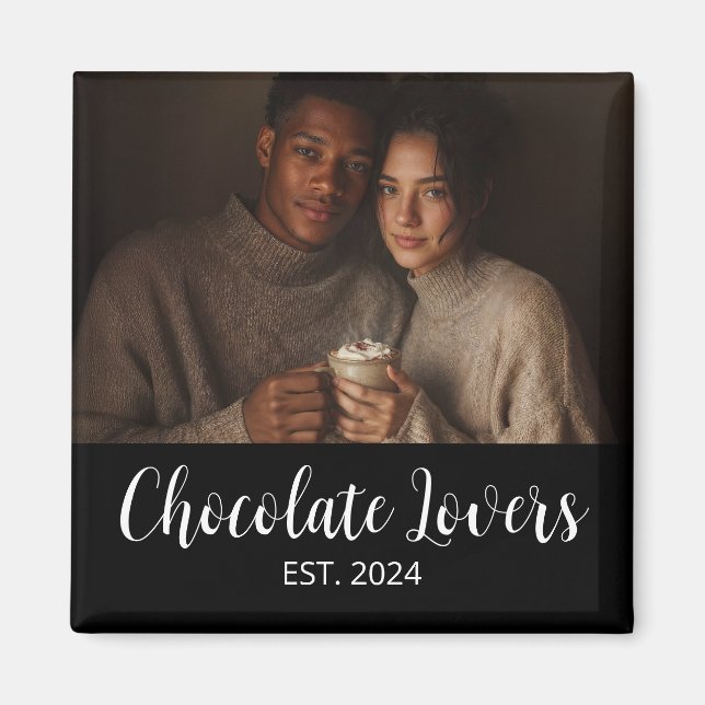 Íman Chocolate Lovers Couple Established Photo Gift (Frente)