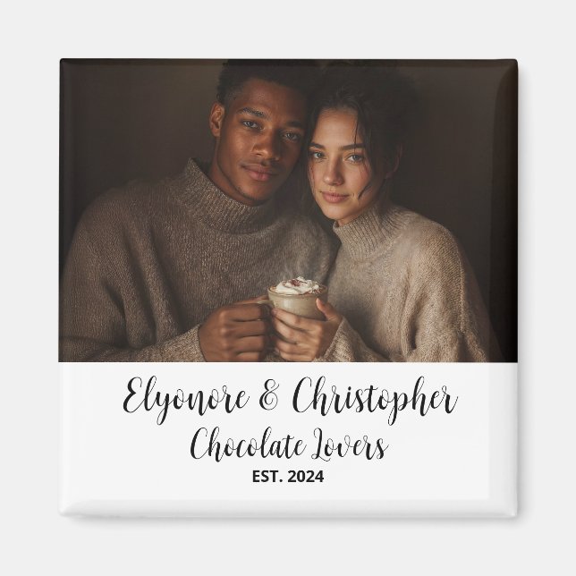 Íman Chocolate Lovers Couple Established Photo Gift (Frente)