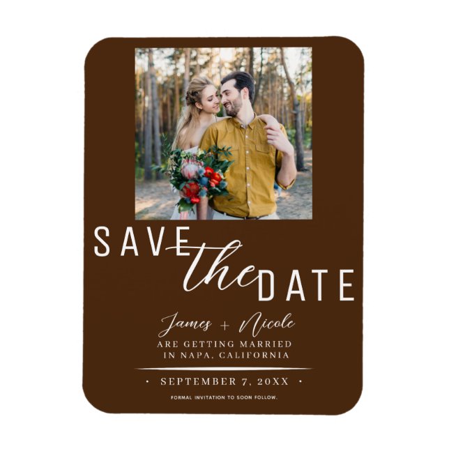 Íman Chocolate Marrom Salvar a Data Foto Casamento (Vertical)
