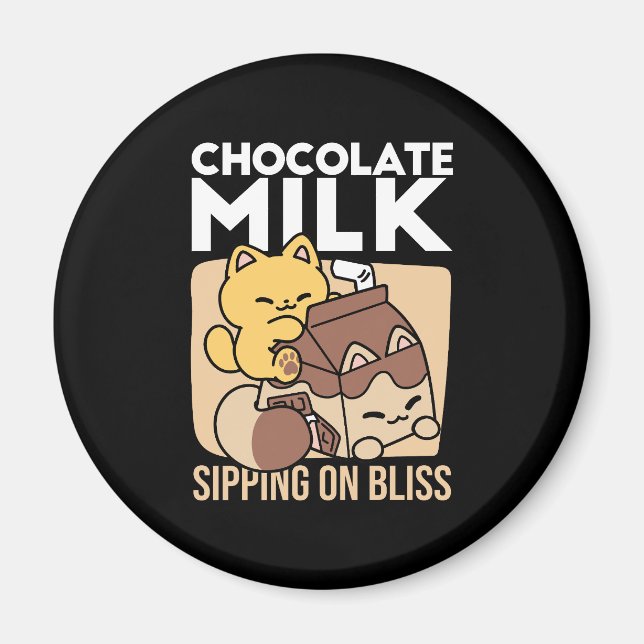 Íman Chocolate Milk Sipping on Bliss – Kawaii Cat Food  (Frente)