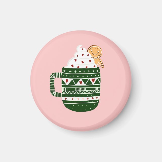 Íman Chocolate quente de Natal Dourado (Frente)