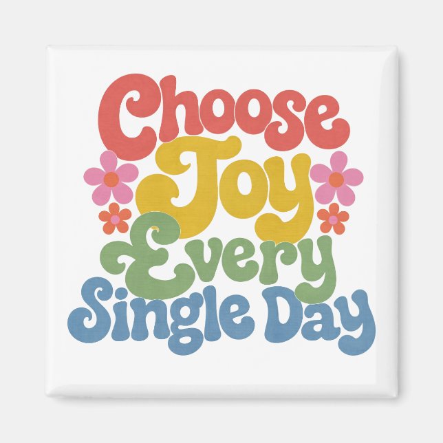 Íman Choose Joy Every Single Day Retro Rainbow  (Frente)