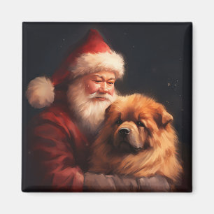 Íman Chow Chow com Papai Noel Natal Festivo