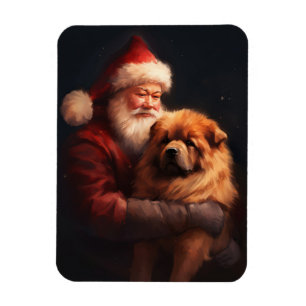 Íman Chow Chow com Papai Noel Natal Festivo