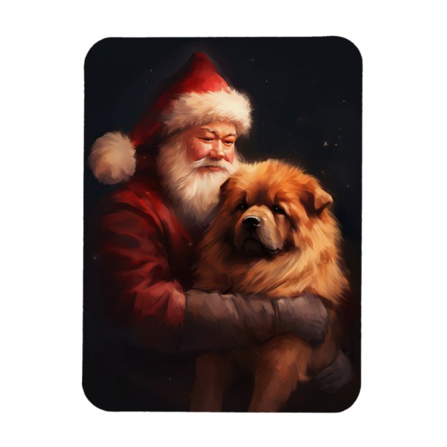 Íman Chow Chow com Papai Noel Natal Festivo (Vertical)