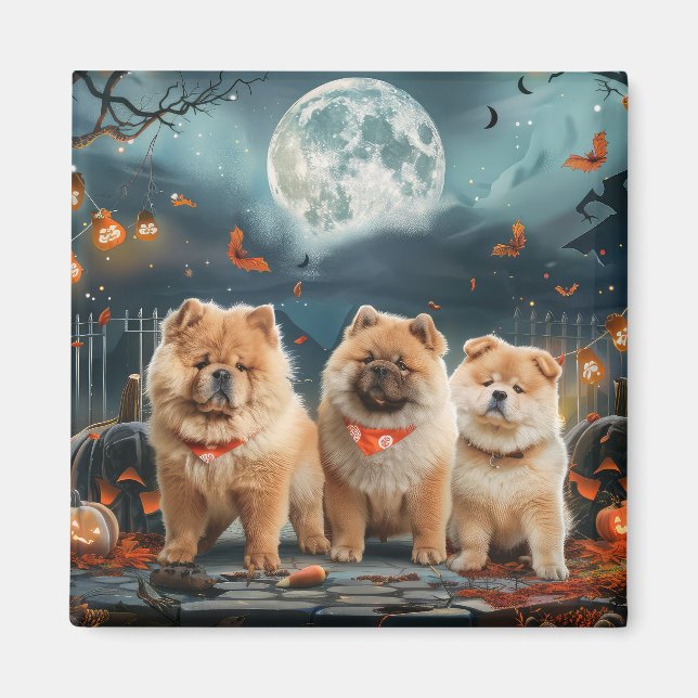 Íman Chow Chow Halloween Assustador (Frente)