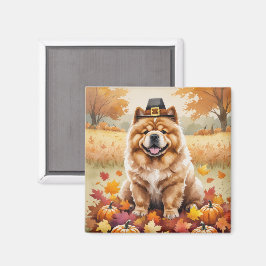 Íman Chow Chow no Outono Folhas de Ação de Graças Arte