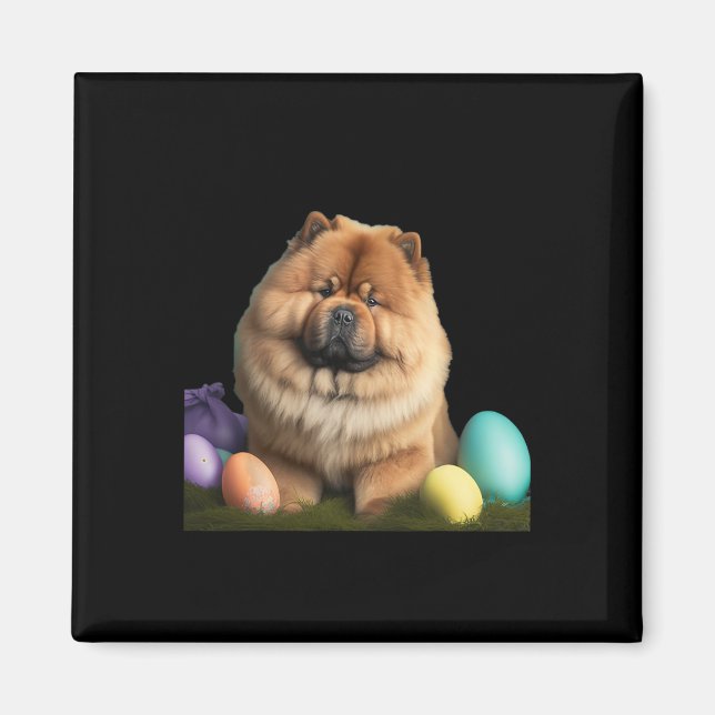 Íman Chow Chow Páscoa Engraçado Cachorro Páscoa Dia Cos (Frente)