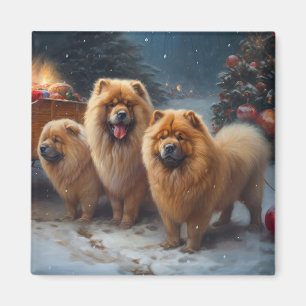 Íman Chow Chow Snowy Sleigh Decência de Natal