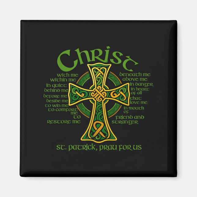 Íman Christ With Me Celtic Cross St. Patrick Breastplat (Frente)