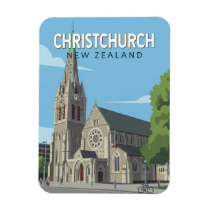 Íman Christchurch Nova Zelândia Ilustração Arte Viagem