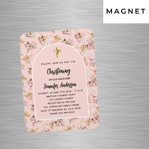Íman Christening pampas florals convite para ouro rosa