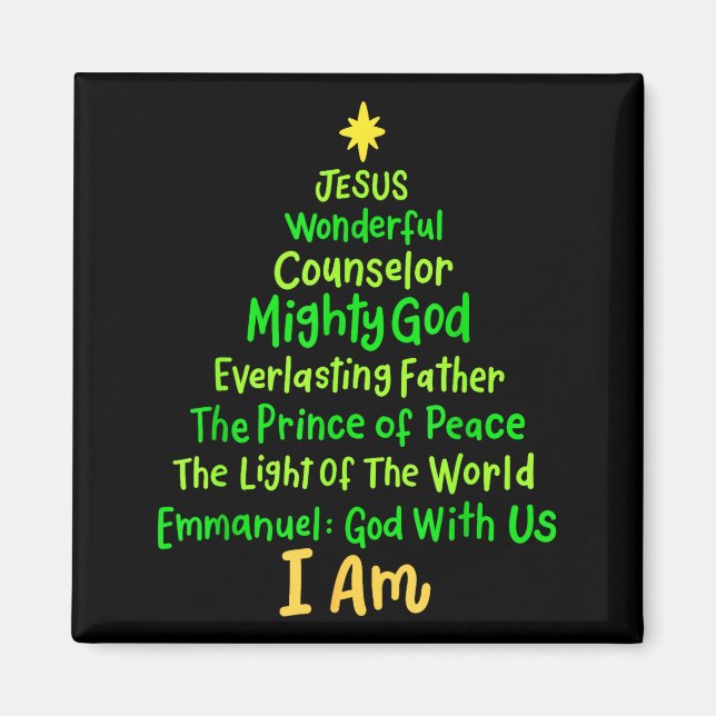 Íman Christian Christmas Jesus Bible Names Xmas Tree Sh (Frente)