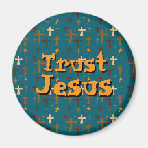 Christian Cross “Trust Jesus” Green Gold