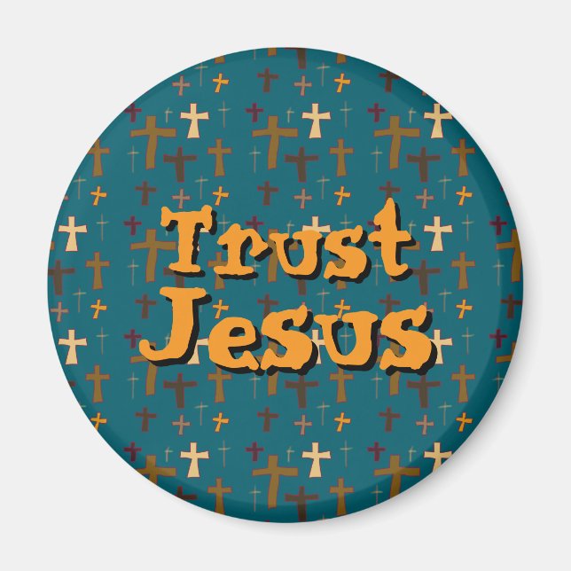 Íman Christian Cross “Trust Jesus” Green Gold (Frente)