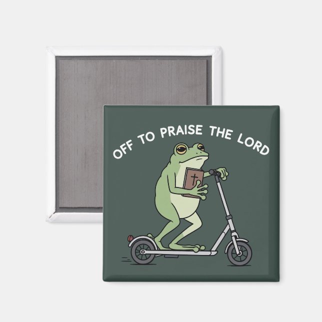 Íman Christian Funny Frog Off To Praise The Lord Bible  (Front/Back)