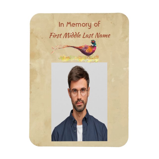 Íman Christian Memorial Photo Invite Pheasant Bird Art (Vertical)