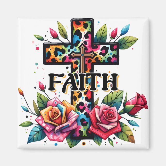 Íman Christian Rainbow Faith Cross (Frente)
