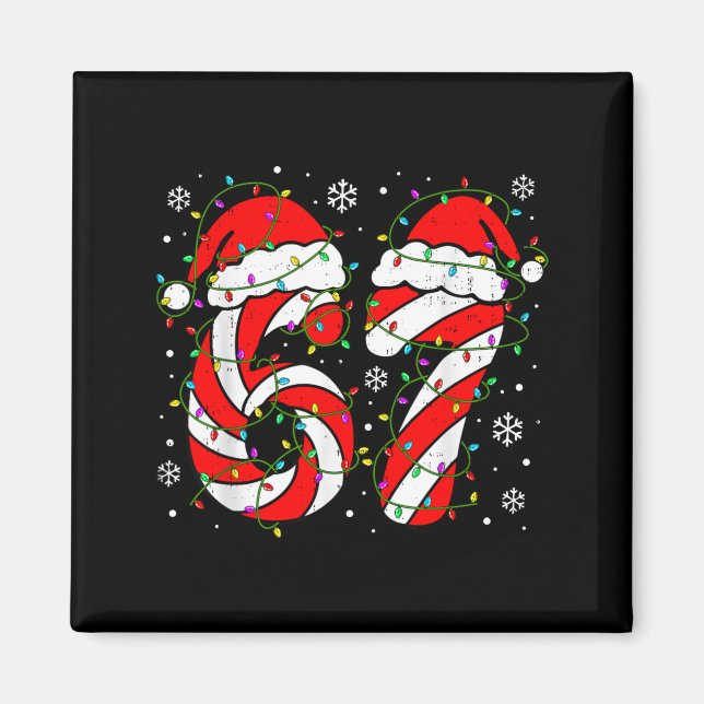 Íman Christmas 67 Candy Cane Six Seven Meme Lights Sant (Frente)