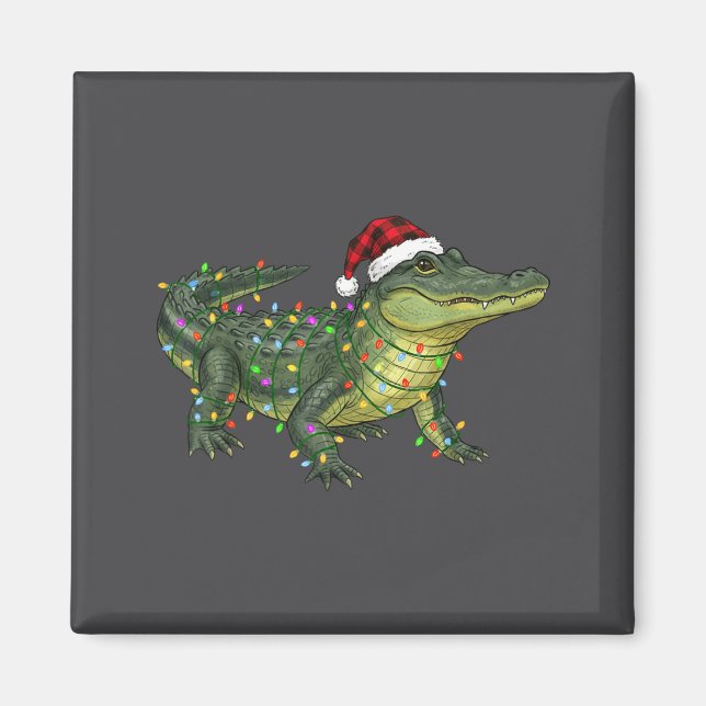 Íman Christmas Alligator Holiday Reptile Funny Festive  (Frente)