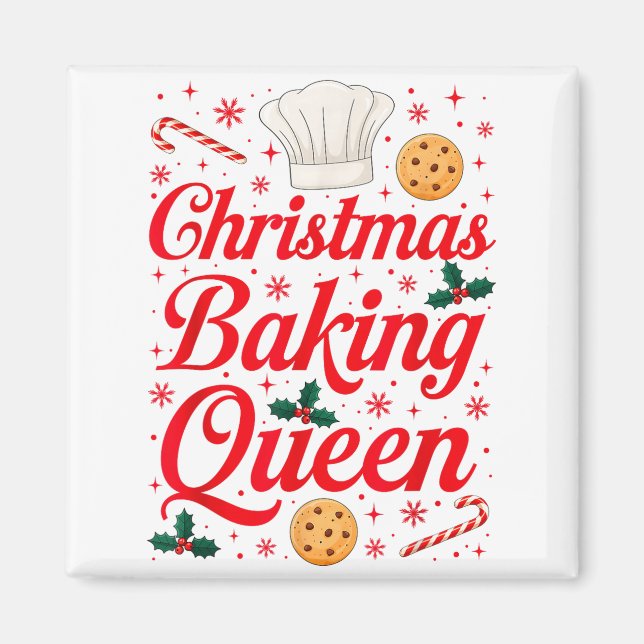 Íman Christmas Baking Queen Funny Xmas Cookie Lover Wom (Frente)