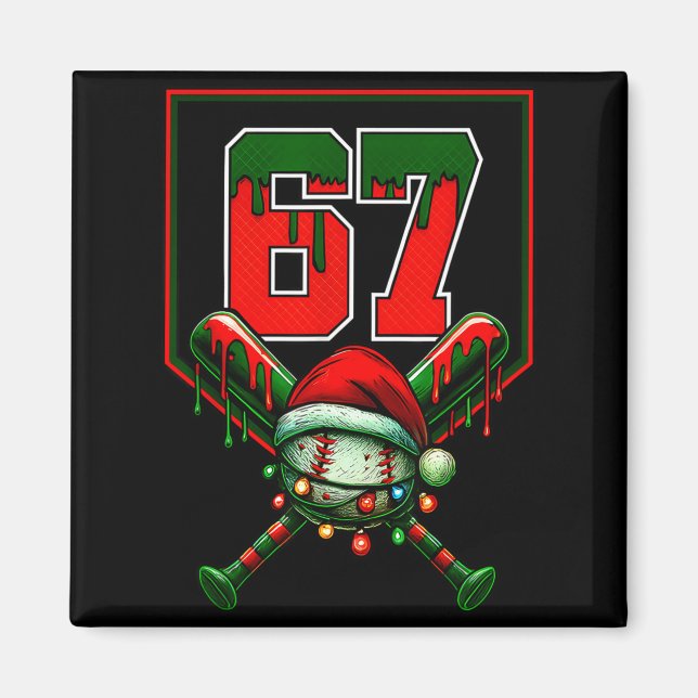 Íman Christmas Baseball Drip Number 67 Player Or 67th B (Frente)