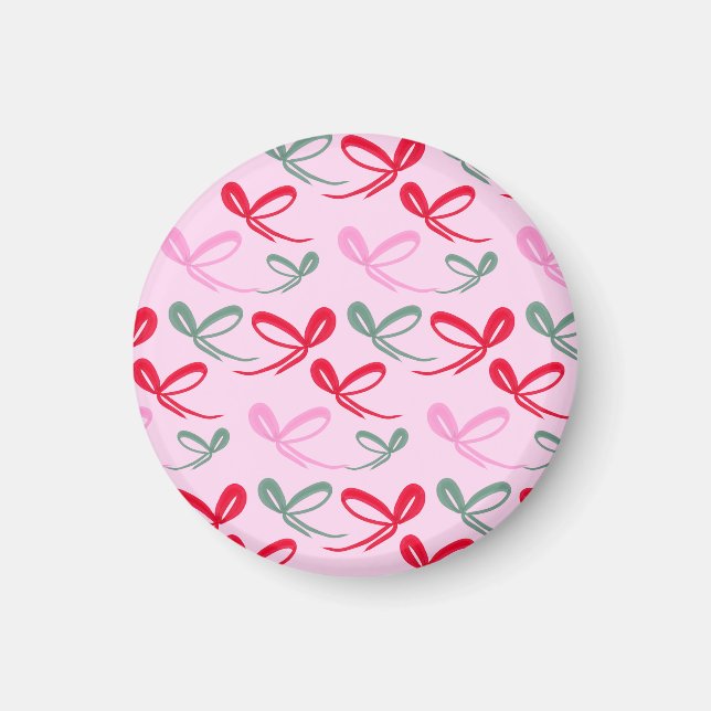 Íman Christmas bows green pink whimiscal hand drawn (Frente)