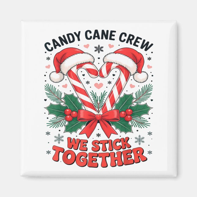 Íman Christmas Candy Cane Heart Holiday Family Matching (Frente)